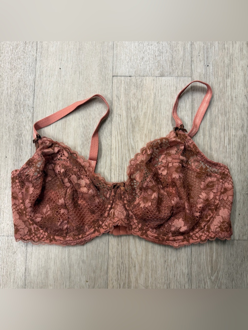 Adore Me Floral Lace Underwire Bra in Dusty Coral